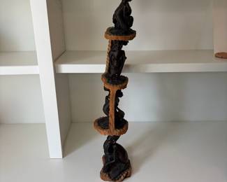 C157 - $80. African Hand Carved Wood Family Tree Sculpture. Measures 24.5" Tall