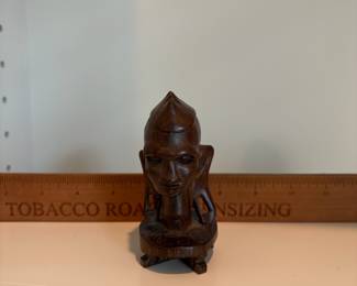 C49 - $12. African Tribal Hand Carved Wood Head. Measures 3.75" Tall