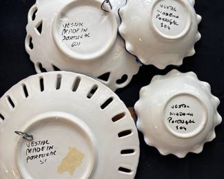 C139 - $80. 7 Piece Set. Vestal Hand Panted Portugal Plates and Bowls.