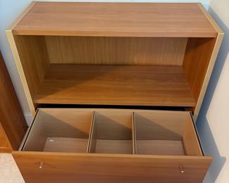 C2 - $50. 2 drawer filing cabinet - needs minor repairs but solid! Measures 37.5" wide x 15.5" deep x 42.75" tall. Made in Denmark stickers - no brand found. Bottom drawer base needs to be renailed / glued. Back needs reglued/nailed.