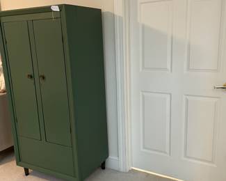 C21 - $60. Painted, Cedar Lined Chest. Has spot to hold a hanging bar, but has been converted to adjustable shelves currently. Measures 30" x 20.5" x 62" tall. Sturdy but not super heavy. Paint is in very good condition.