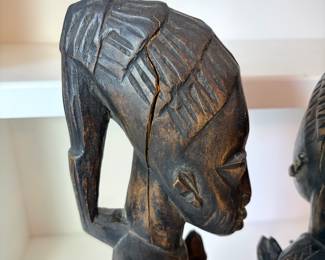 C75 - $40. Pair of African Hand Carved Folk Art Man and Woman. Measures 17.5" Tall