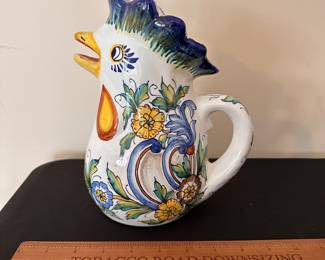 C147 - $20. Duruta Ceramic Rooster Pitcher. Measures 9" tall.