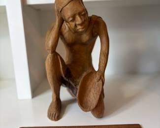 C79 - $60. Hatian Hand Carved Wood Folk Art Statue Woman. Measures 14" Tall