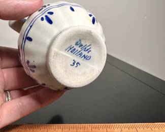 C41 - $10. Small Delfts Holland Pitcher / Bud Vase. Measures 4.75" tall.