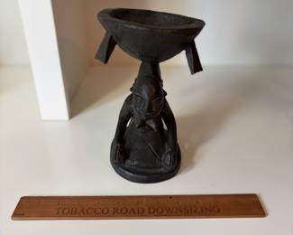 C78 - $35. Nigerian Yoruba People Hand Carved Divination Bowl. Measures 6" W x 8" Tall