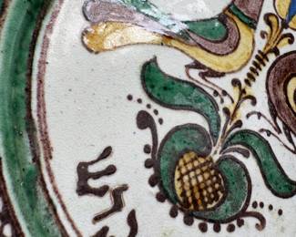 C133 - $30. Magoli 1993 Majolica Style Plate. Wall Hanging.