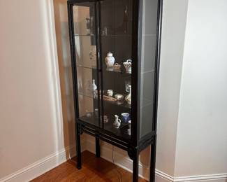 C26 - $550. 2 door display cabinet from Skaraborgs Mobler. Made in Sweden. Measures 31.5" x 13.5" x 69" tall. 3 adjustable glass shelves.