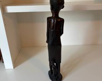 C73 - $45. African Tribal Hand Carved Mother and Children. Measures 17" Tall.