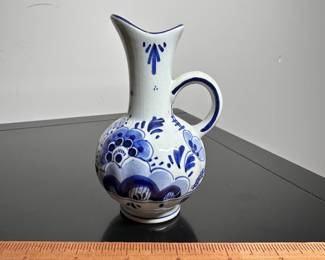 C41 - $10. Small Delfts Holland Pitcher / Bud Vase. Measures 4.75" tall.
