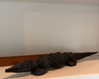 C55 - $20. African Hand Carved Wood Crocodile. Measures 17.25" L x 2" Tall