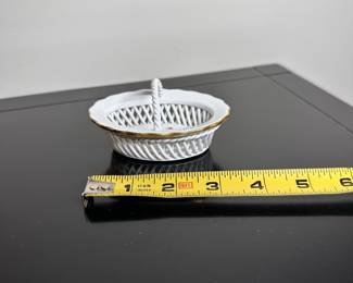 C29 - $40. Herend Petite Basket with open lattice work. Excellent condition.