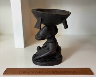 C78 - $35. Nigerian Yoruba People Hand Carved Divination Bowl. Measures 6" W x 8" Tall