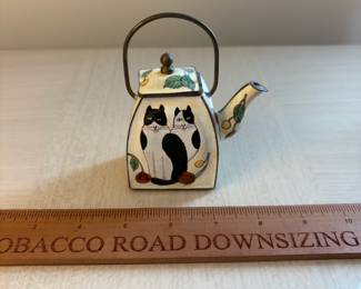 C107 - $10. Enamel on Brass Miniature Teapot.