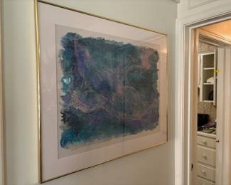 Framed fiber art by Eve Reid