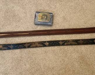 Two Leather Belts Belt Buckle