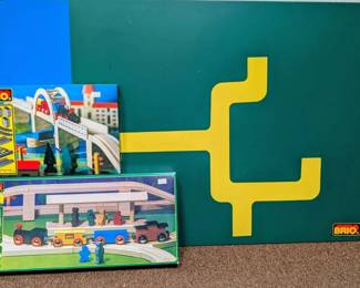 Vintage Brio Green Track Layout Board With Two Box Sets