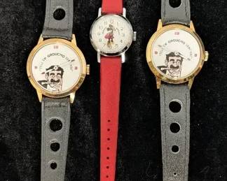 Three Vintage Watches, Two Groucho Marc, One Minnie Mouse