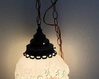 Vintage Globe Rose Swag Lamp