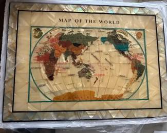 Mother Of Pearl Agate World Map