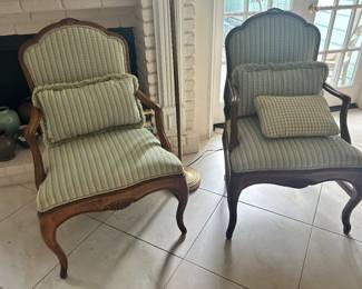 Pair of French style chairs in lovely fabric