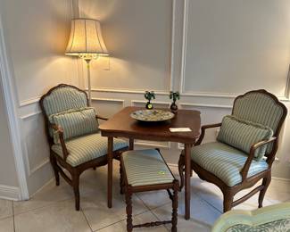 Pair of French style chairs , fun game table 