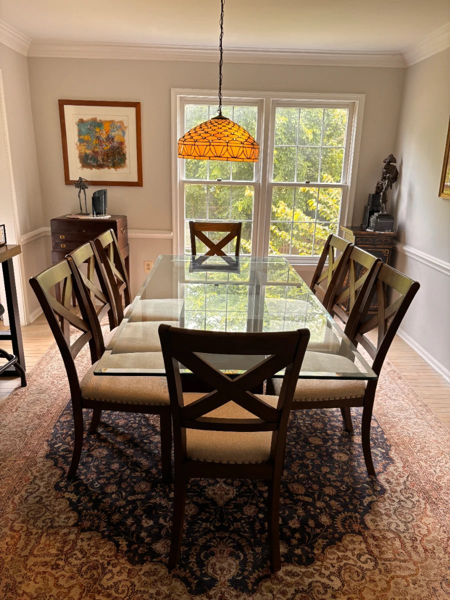 Wenge dining table, 8 chairs