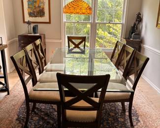 Wenge dining table, 8 chairs