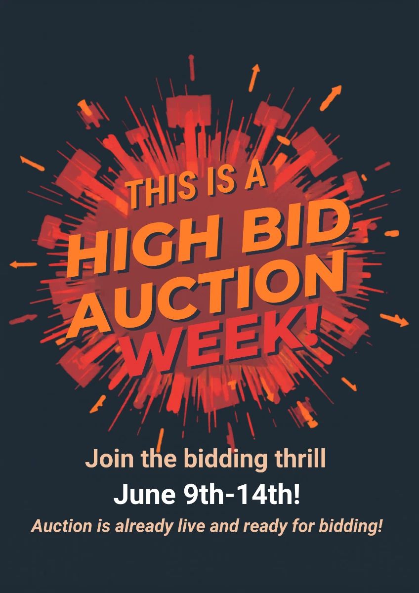 Electric Auction Week Poster with Gavel Silhouettes