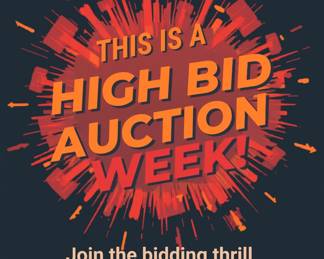 Electric Auction Week Poster with Gavel Silhouettes