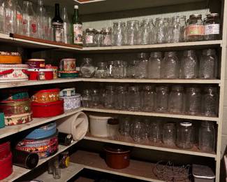 Mason jars, vintage tins, old bottles
