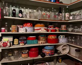 Tins, old bottles, mason jar