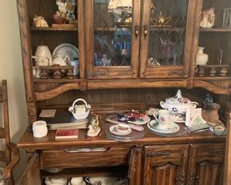 Two Piece Fruitwood China Cabinet