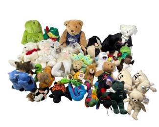 Lot of 35 Plush Stuffed Animals Teddy Bears, Character Toys Assorted Collectibles