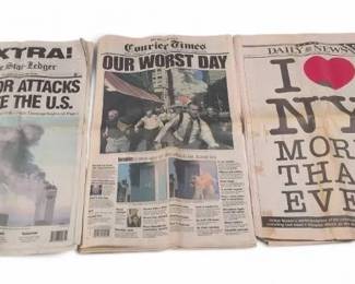 Lot of 3 September 11, 2001 Newspapers Daily News, Courier Times StarLedger