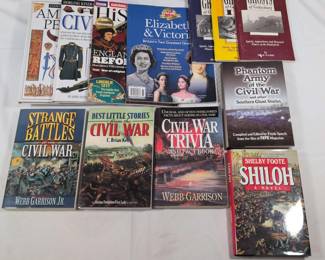 Lot of 12 History Books Explore Civil War, British Monarchy, and Native American History