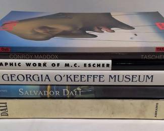 Lot of 6 Vintage Art Books Explore the Works of Dali, Escher, OKeeffe
