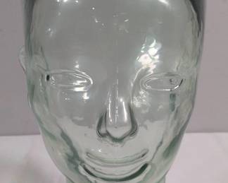 Vintage Clear Glass Mannequin Head Display Stand Wig Hat Jewelry Store Dcor