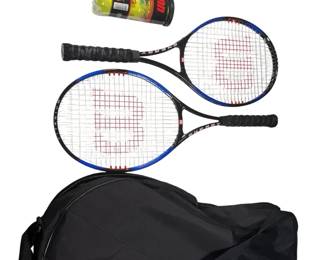 2 Matching Wilson Tennis Rackets with Soft Case Balls