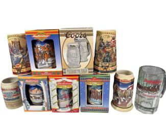 Collection of 10 Beer Steins Vintage and Decorative