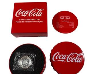 CocaCola Pure Silver Collectible Coin w Display Case COA
