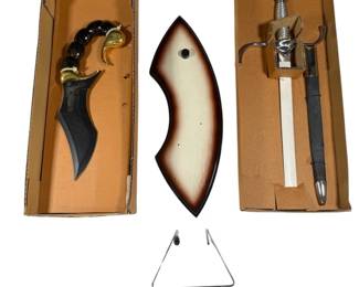 Decorative Fantasy Sword Dagger Set with Wall Plaques NIB