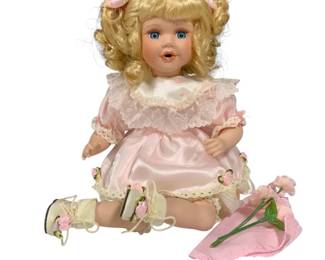 Claire Porcelain Tea Party Doll with Complete Miniature Tea Set