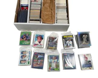 Mixed Lot of Baseball Hockey Trading Cards With Storage Box