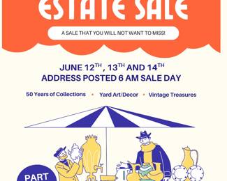 Orange Illustrative Antique Market Promotion Poster