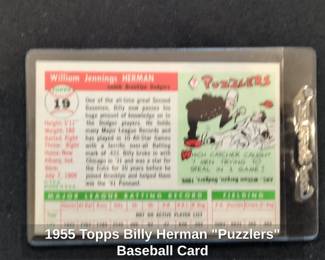 Topps Billy Herman Puzzlers Baseball Card second image