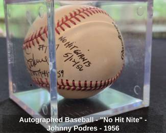 Autographed Baseball No Hit Nite Johnny Podres third image