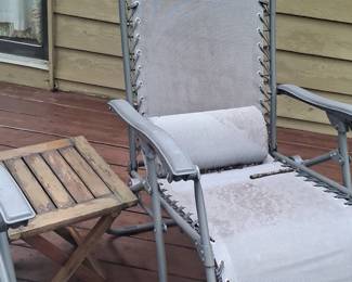 Zero Gravity Chairs and Wooden Side Table Set