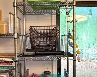 Heavy Duty Tier Chrome Wire Shelving Unit with Assorted Bins