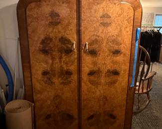 Art Deco Burr Walnut Double Wardrobe